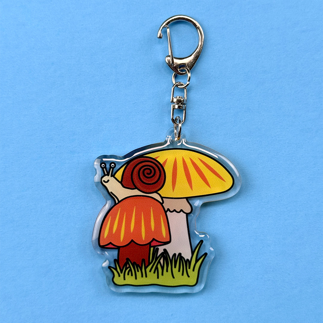 Mushroom and Snail Keychain