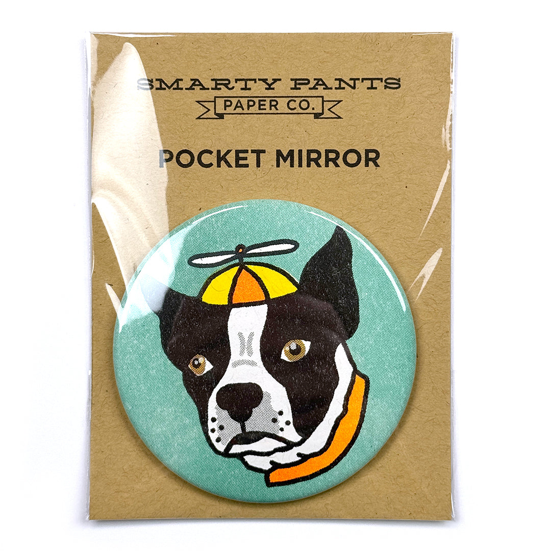Boston Terrier Risograph Pocket Mirror