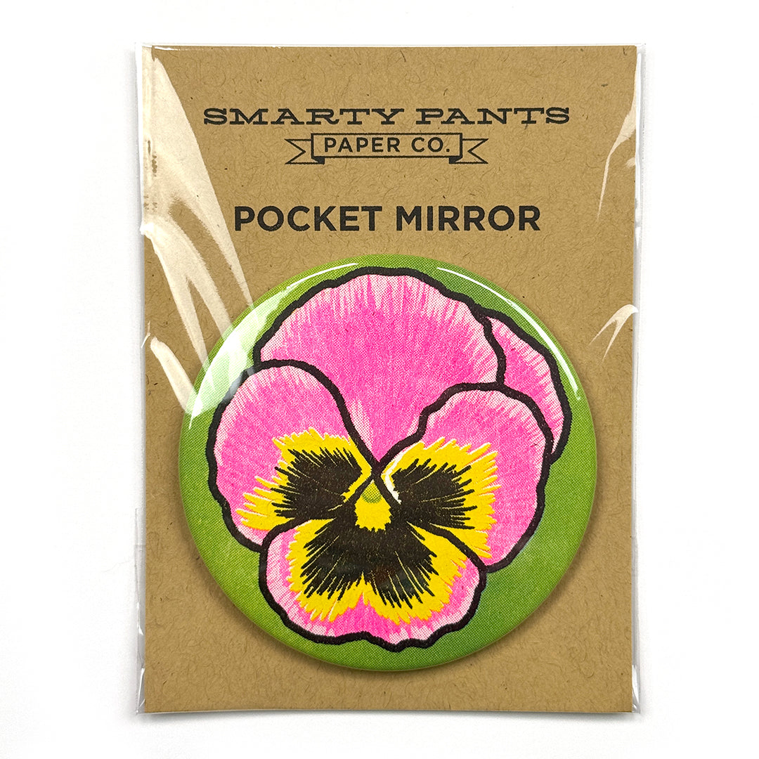 Pansy Risograph Pocket Mirror