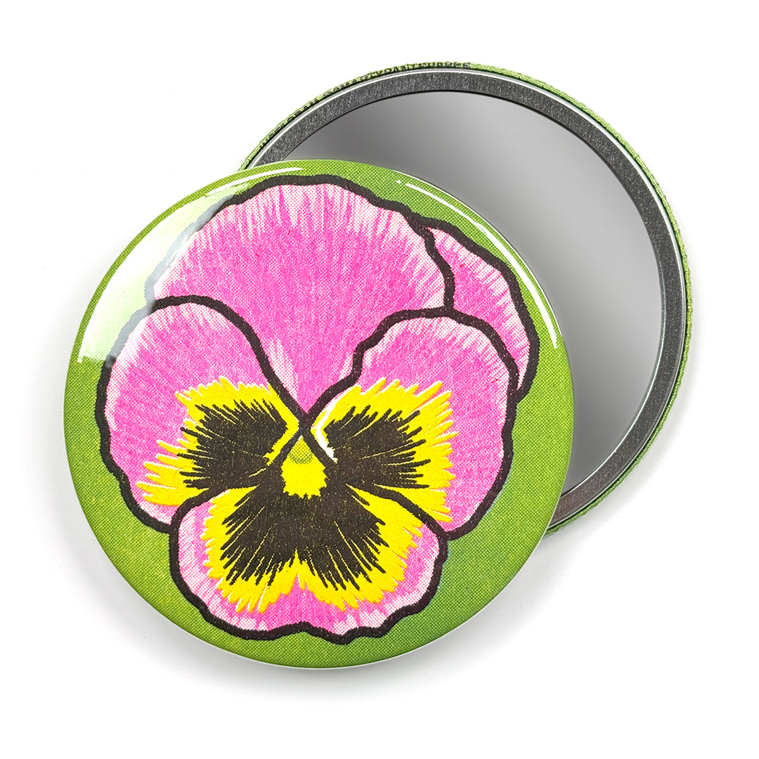 Pansy Risograph Pocket Mirror