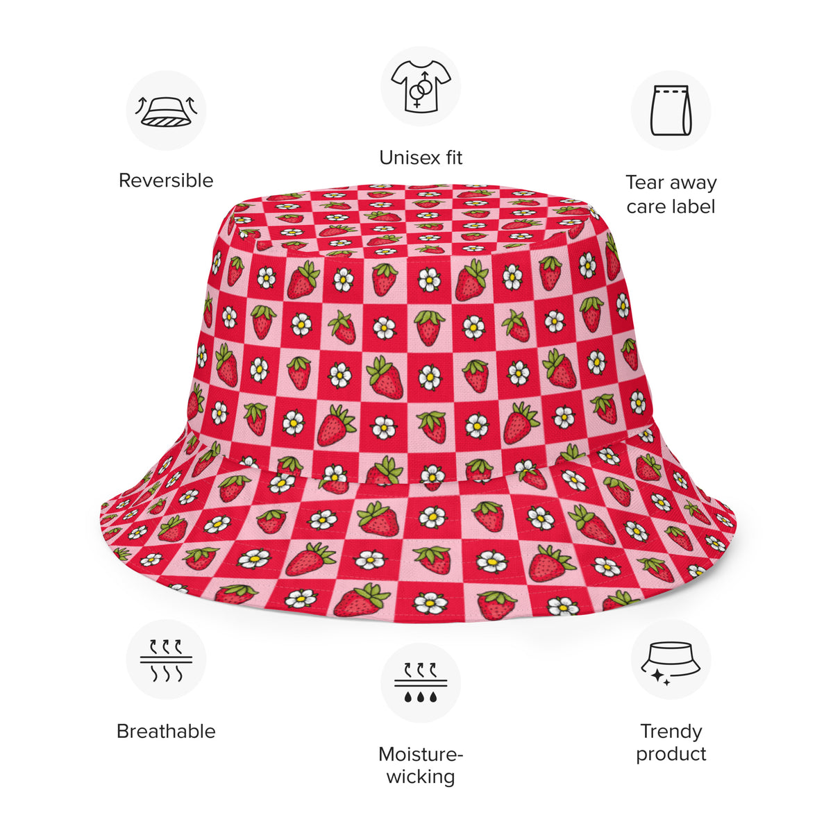 Strawberry Reversible bucket hat