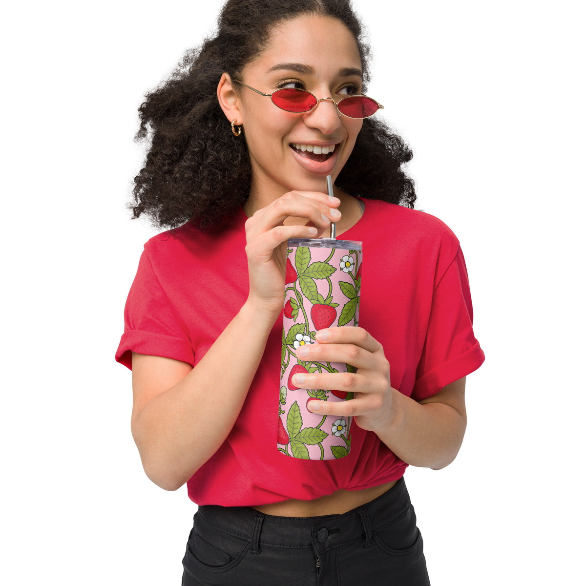 Strawberry Vines Stainless Steel Tumbler
