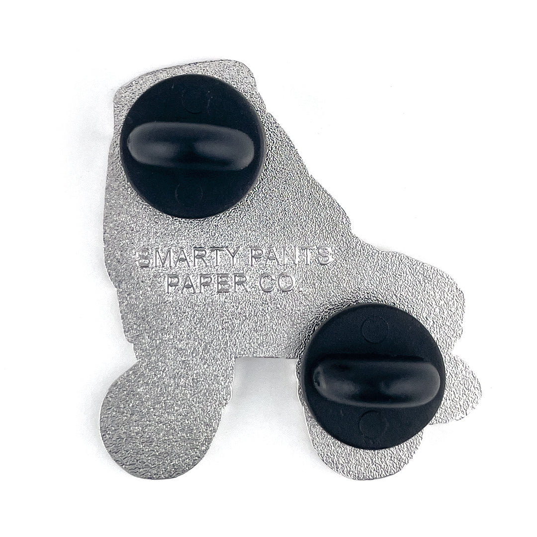 Sea Foam roller skate pin with glow in the dark wheels