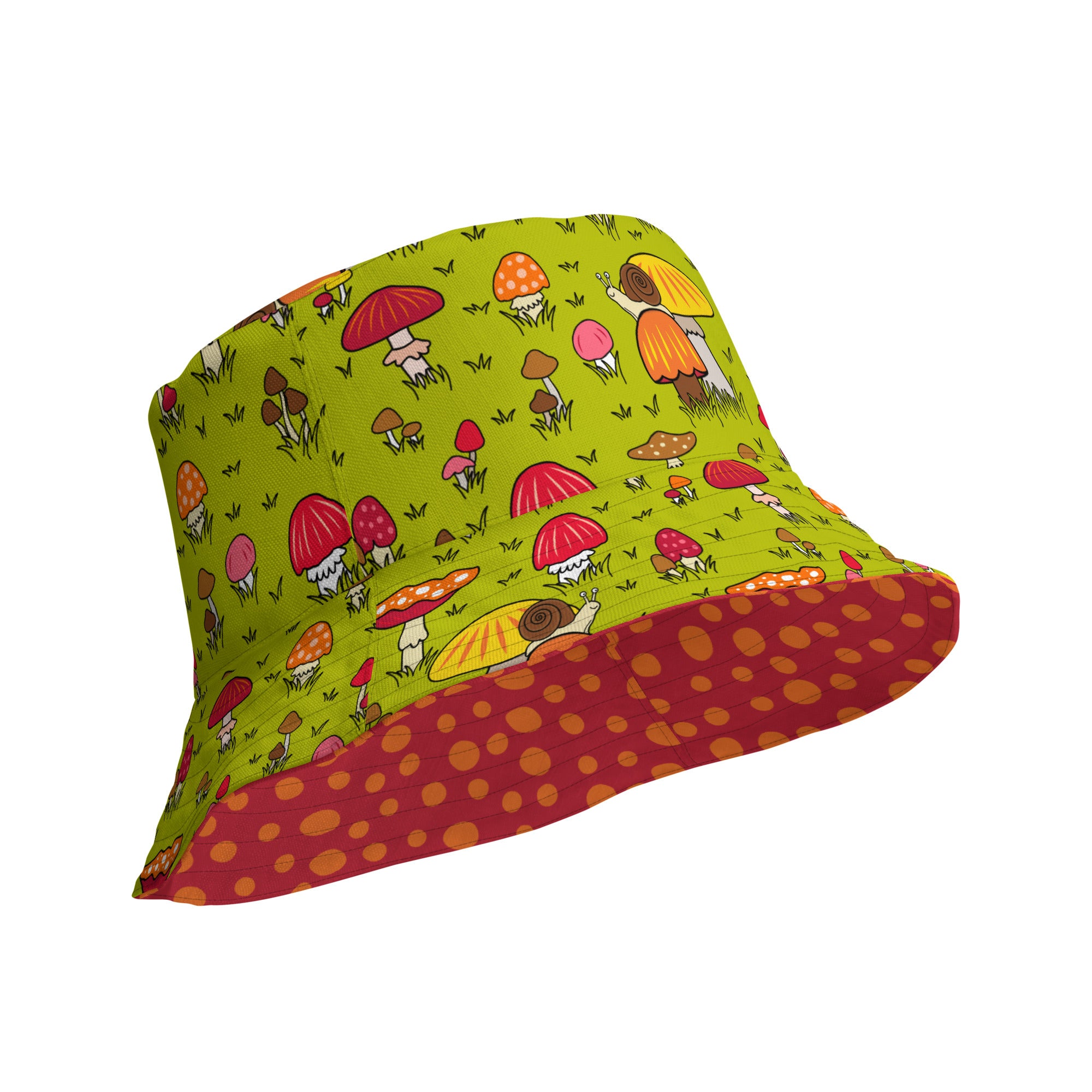 Mushroom & Snail Reversible bucket hat