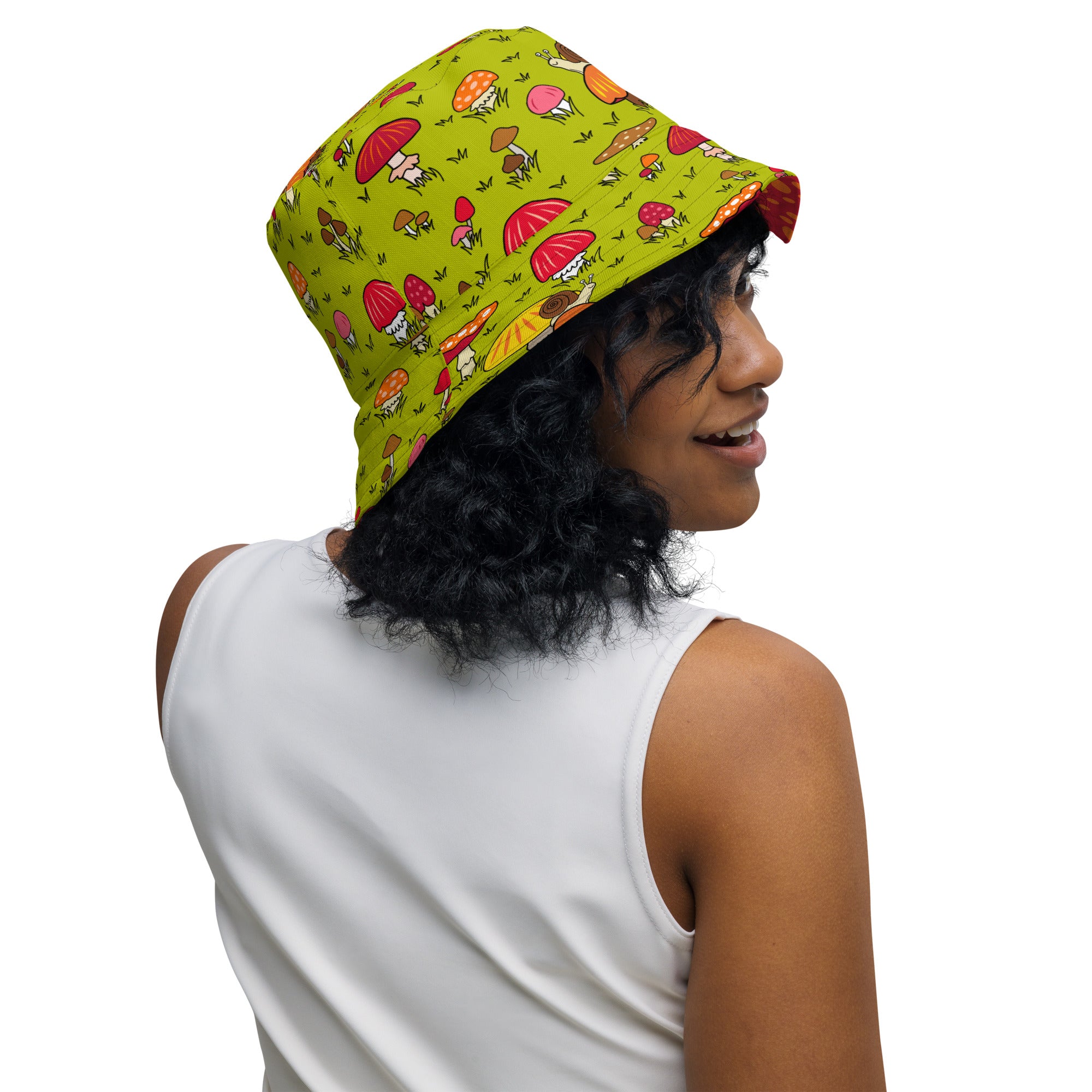 Mushroom & Snail Reversible bucket hat