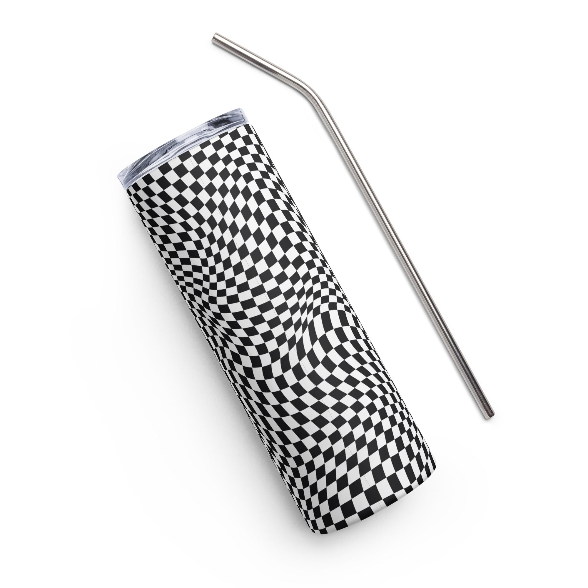 Checkered Op Art Stainless Steel Tumbler