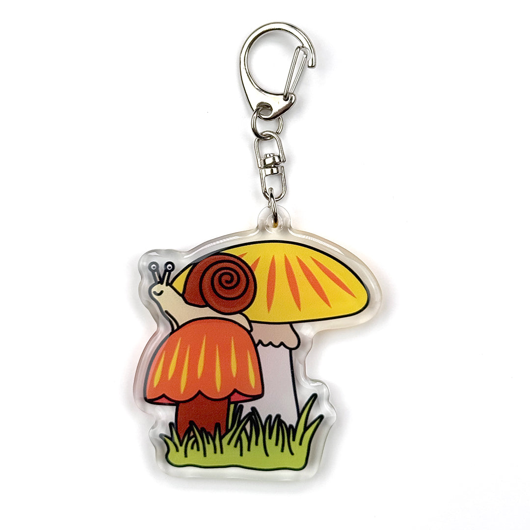 Mushroom and Snail Keychain