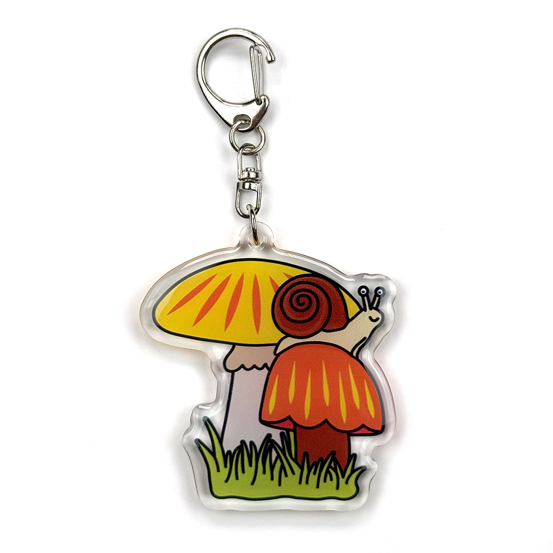 Mushroom and Snail Keychain