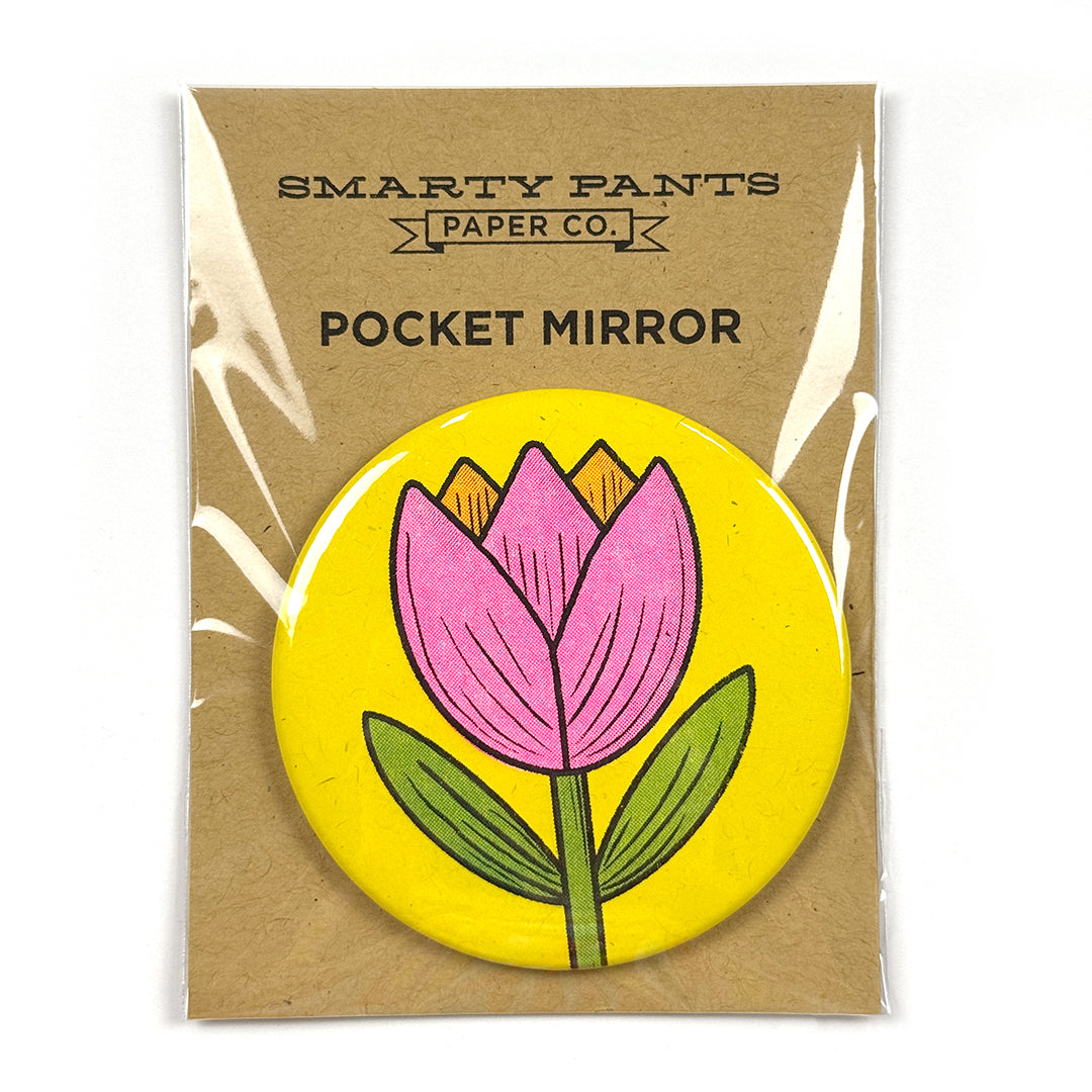 Tulip Risograph Pocket Mirror