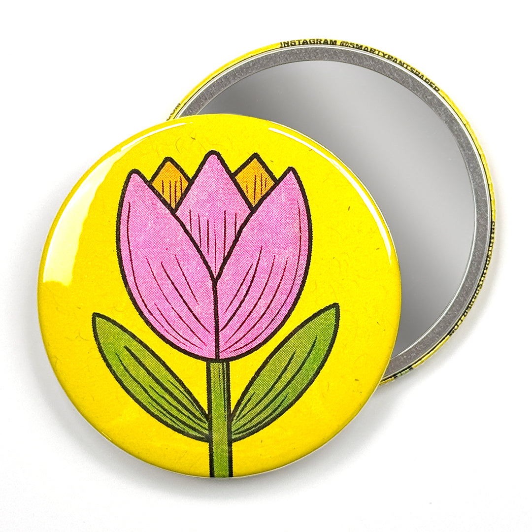 Tulip Risograph Pocket Mirror