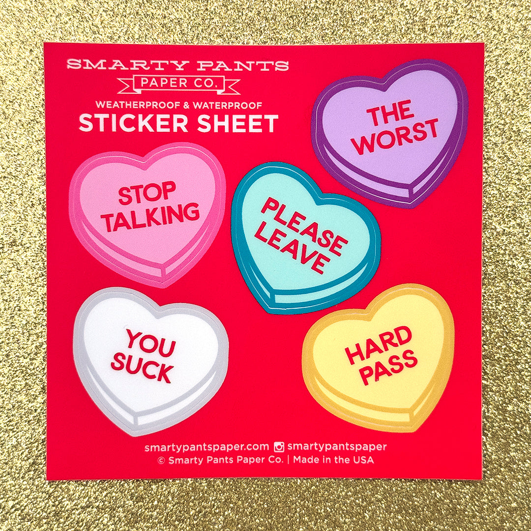 Candy Hearts Sticker Sheet