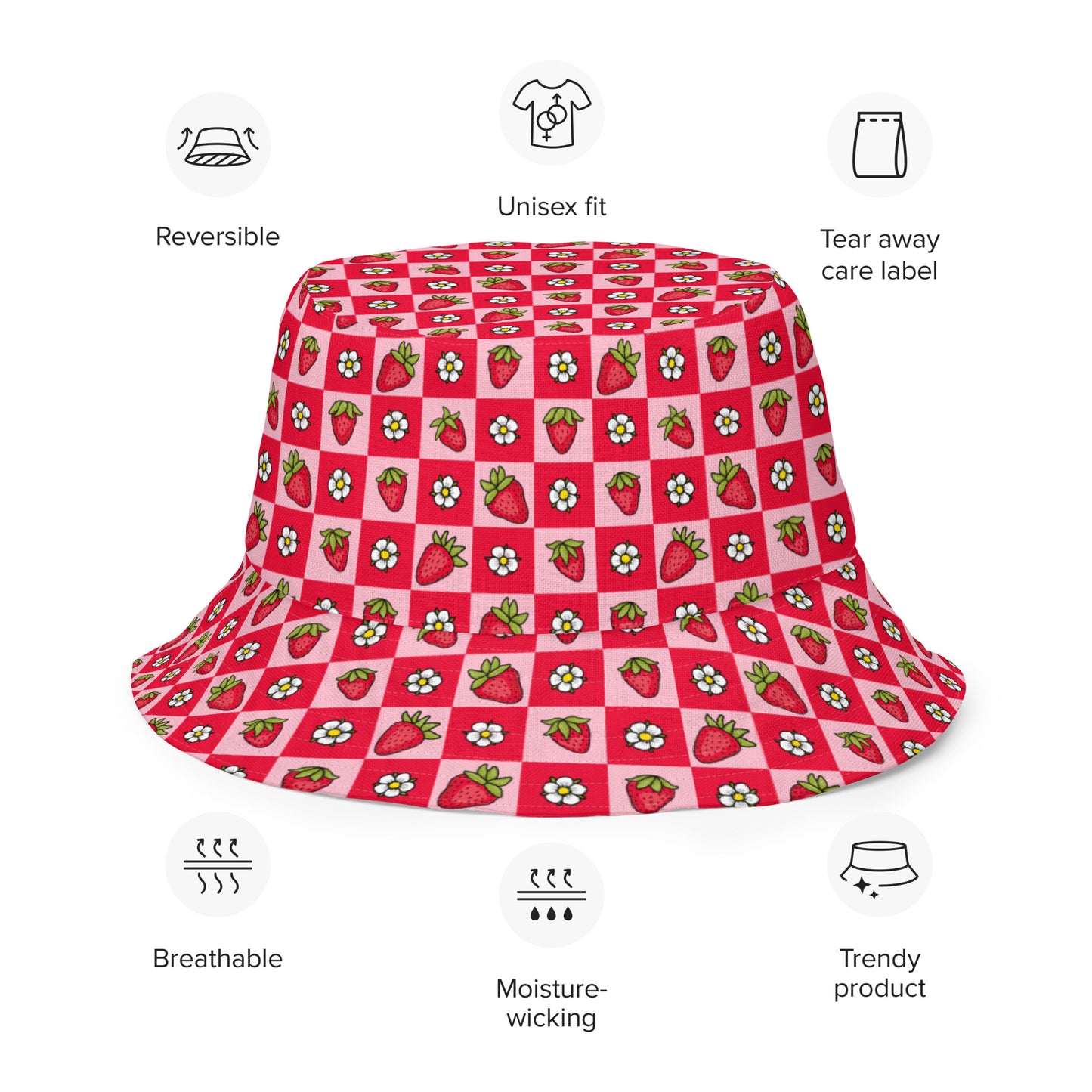 Strawberry Reversible bucket hat