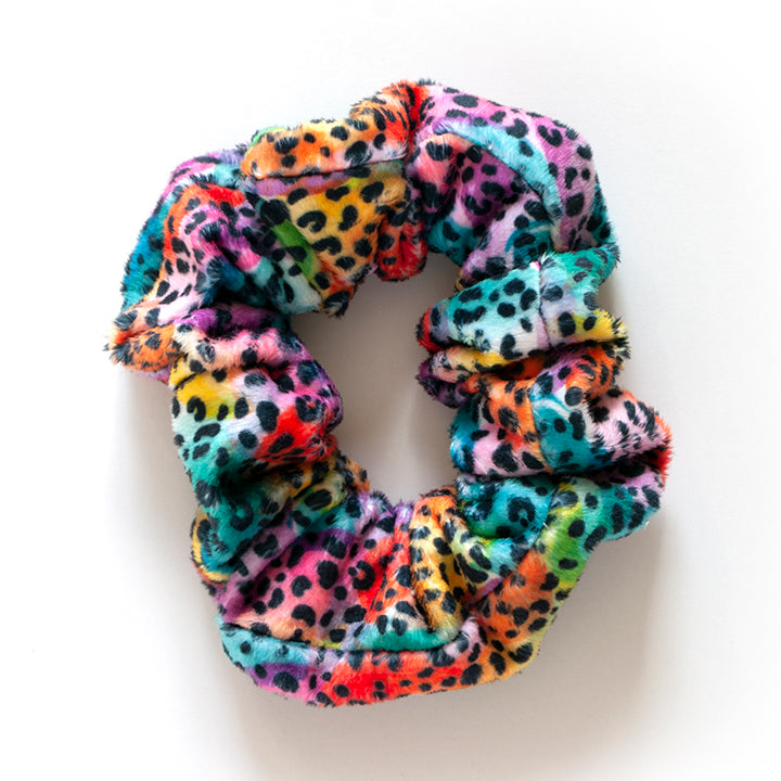 Rainbow Leopard Scrunchies