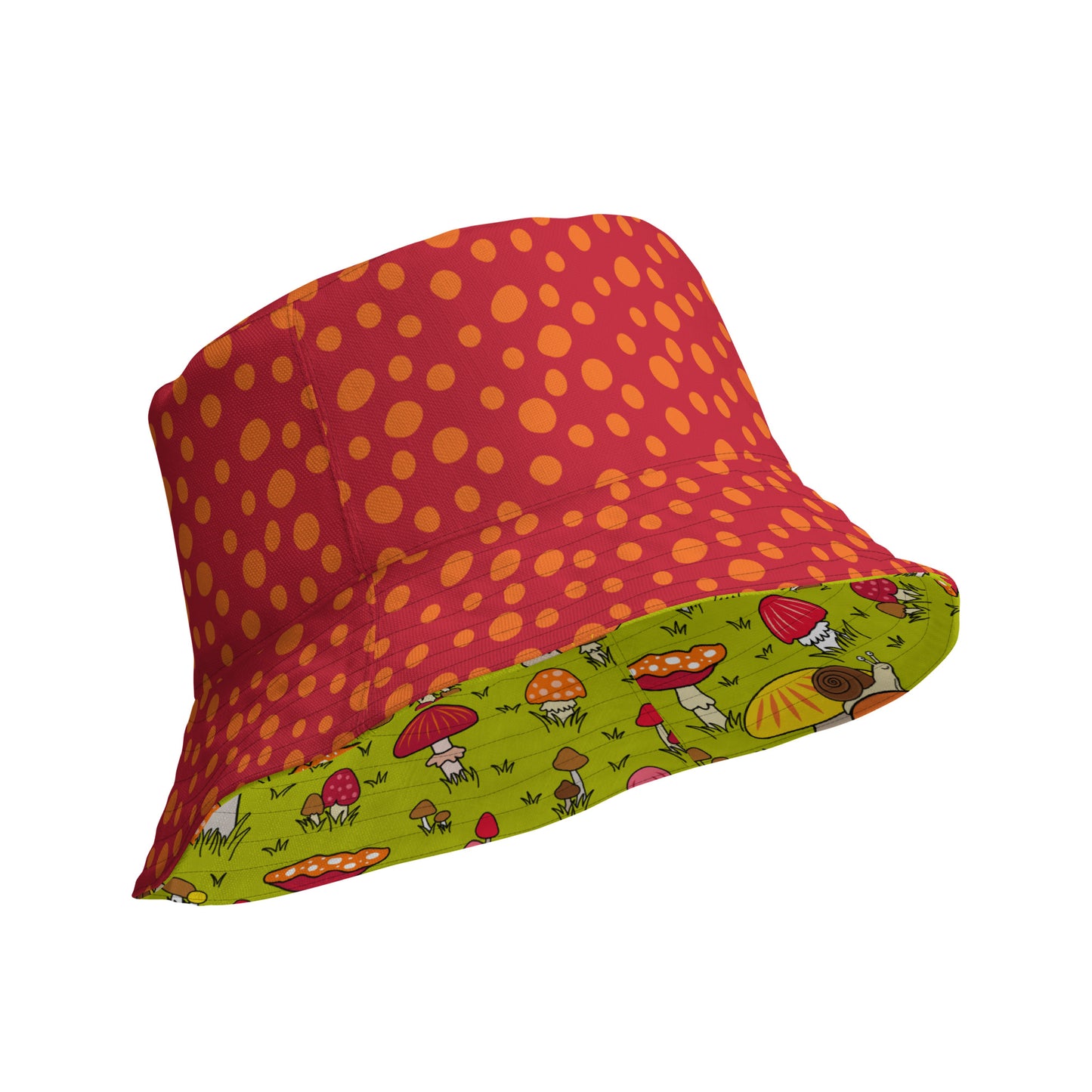 Mushroom & Snail Reversible bucket hat