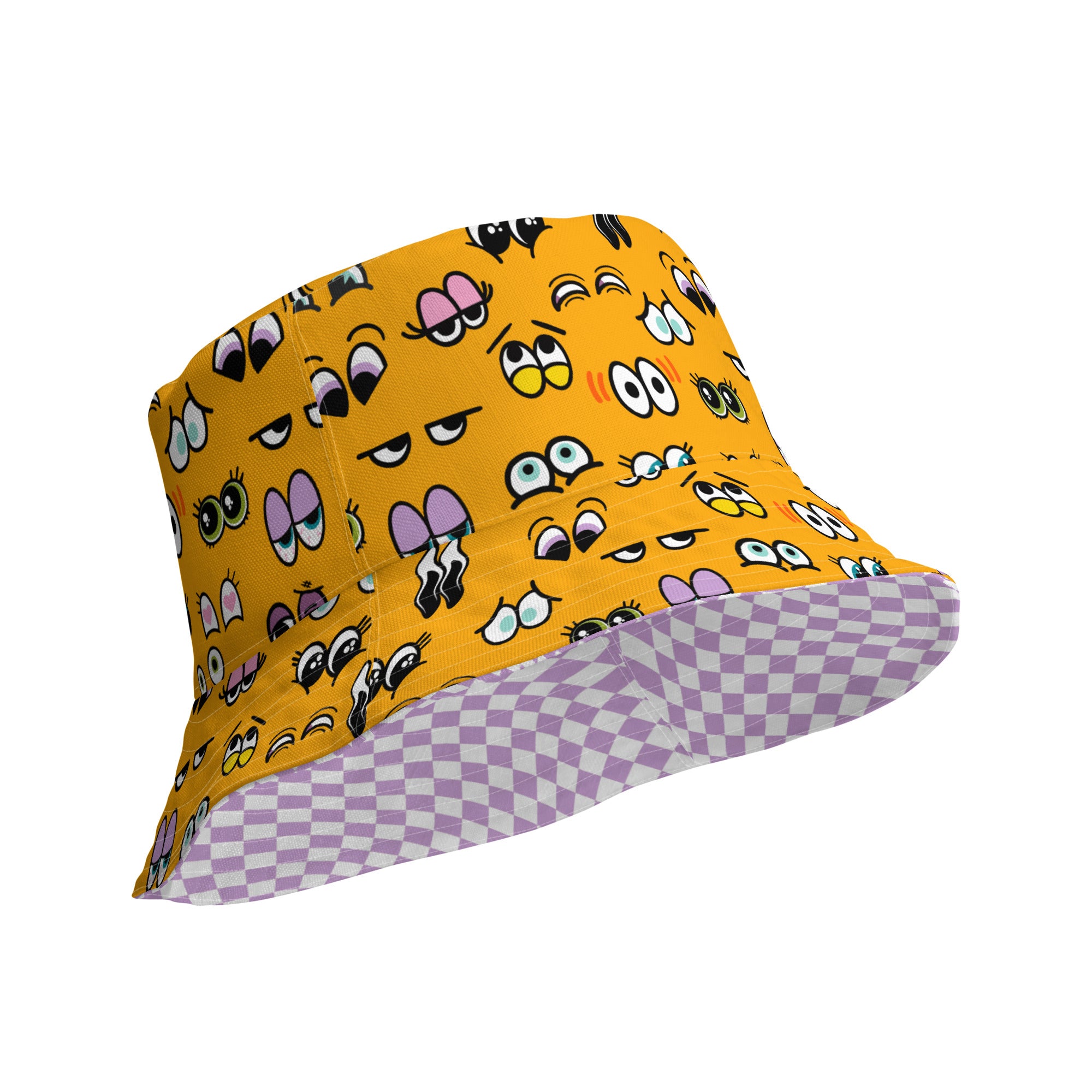 Yellow Bucket Hat, Vintage Floral Fabric Bucket Hat, Reversible