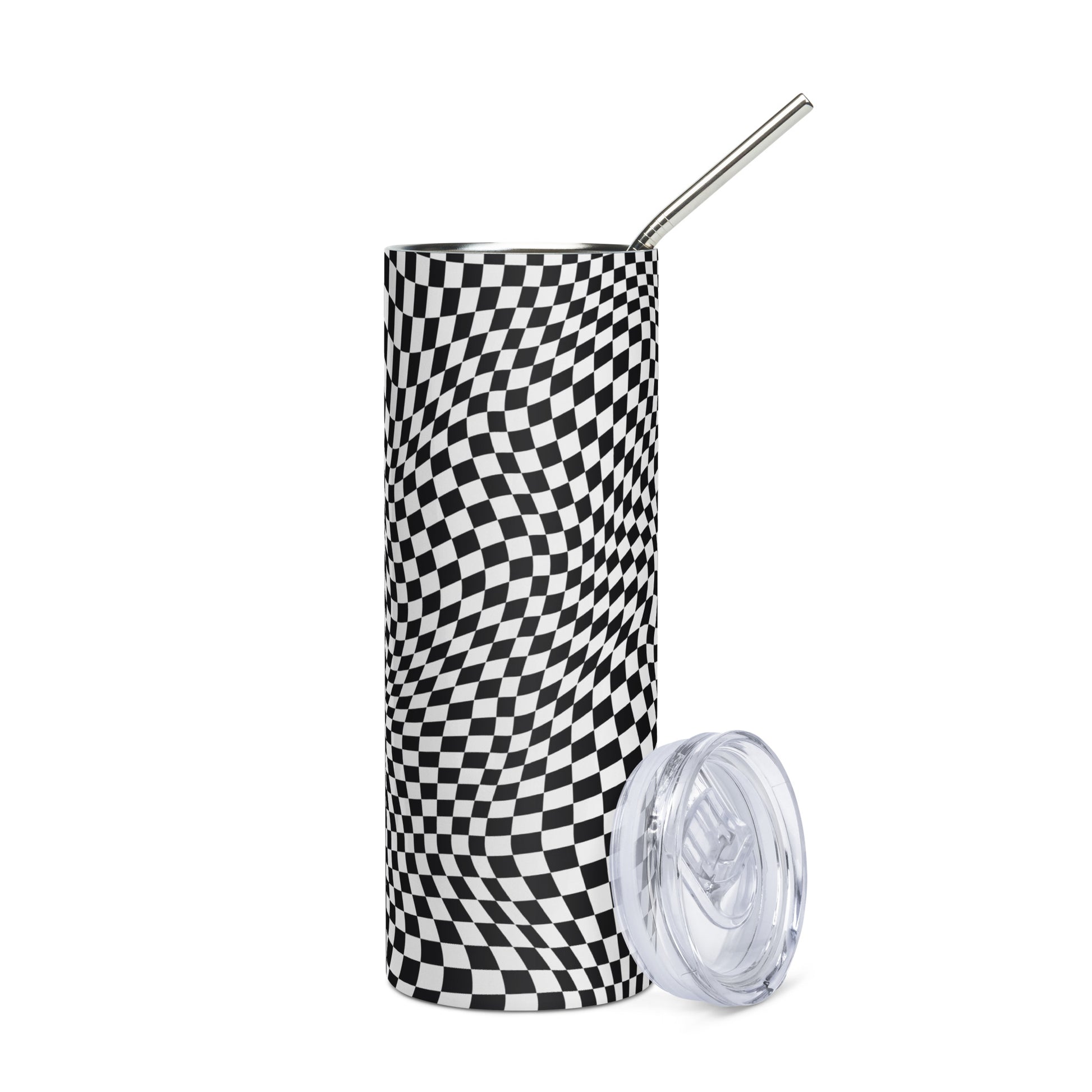 Black Checkerboard 40 Oz Handle Tumbler