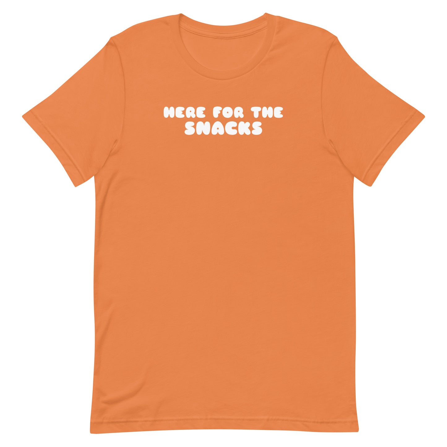 "Here for the snacks" shirt in orange